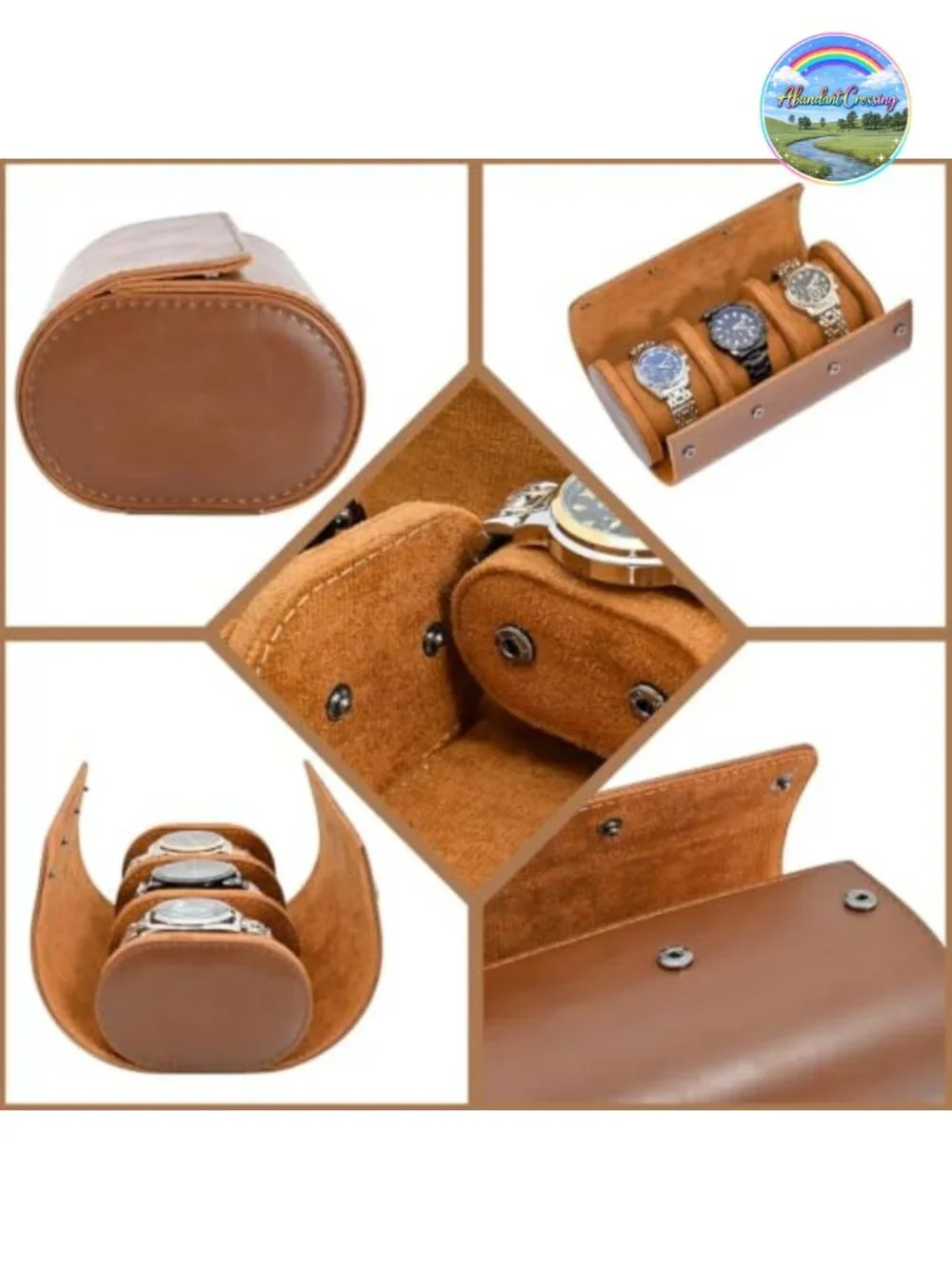 3-Slot Watch Travel Case PU Leather with Removable Pillows for Men Women